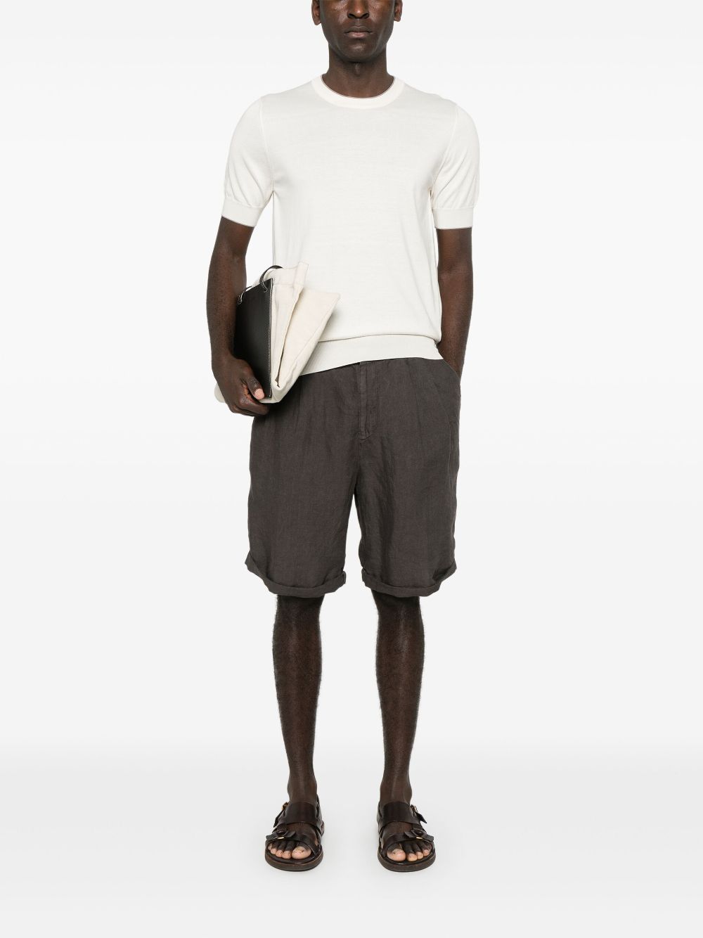 Brunello Cucinelli Shorts Marrone Linen