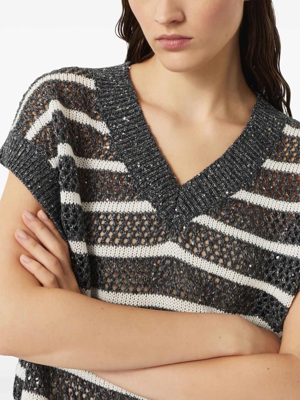 Brunello Cucinelli Top Blu Eco Linen