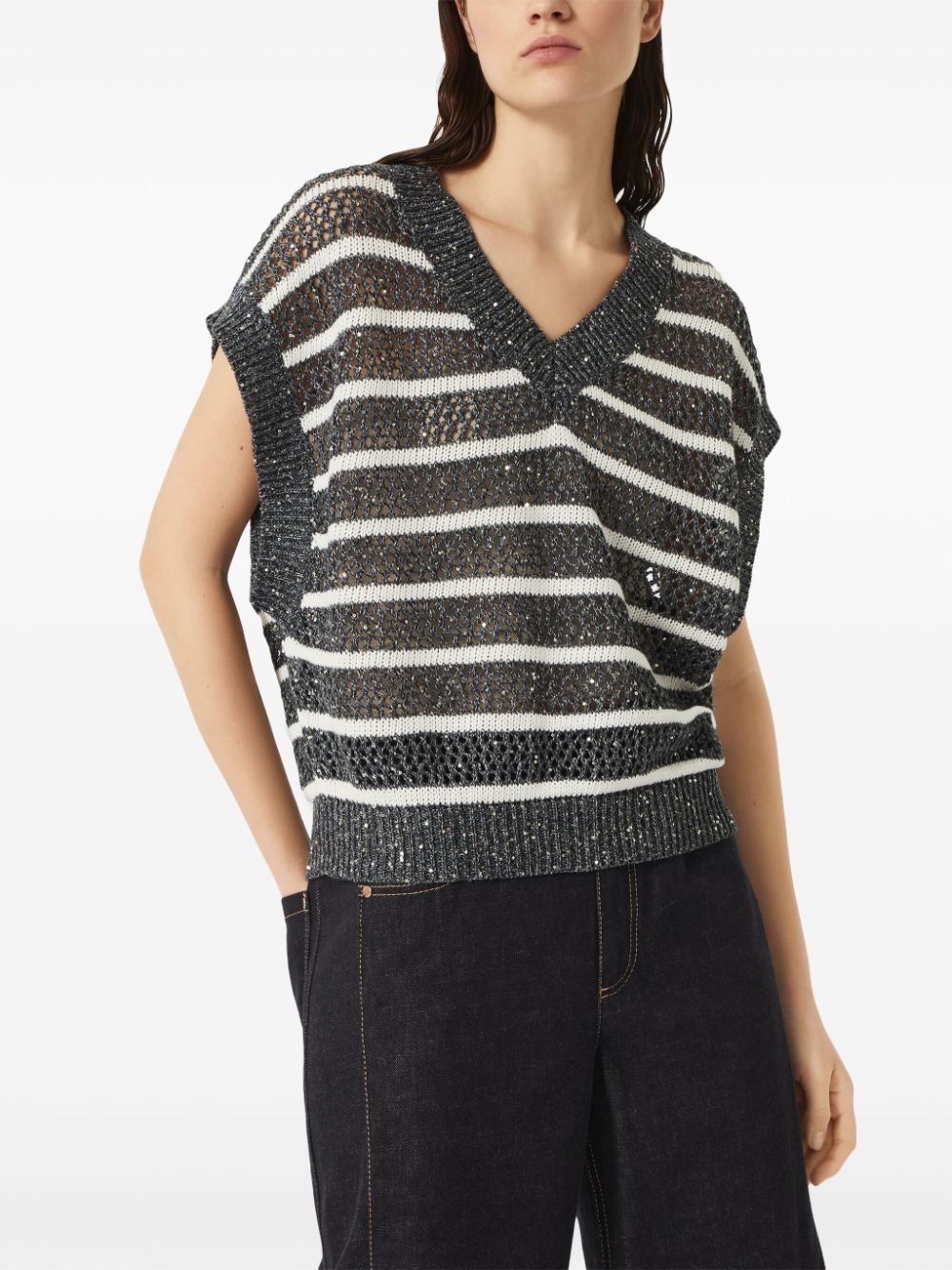 Brunello Cucinelli Top Blu Eco Linen