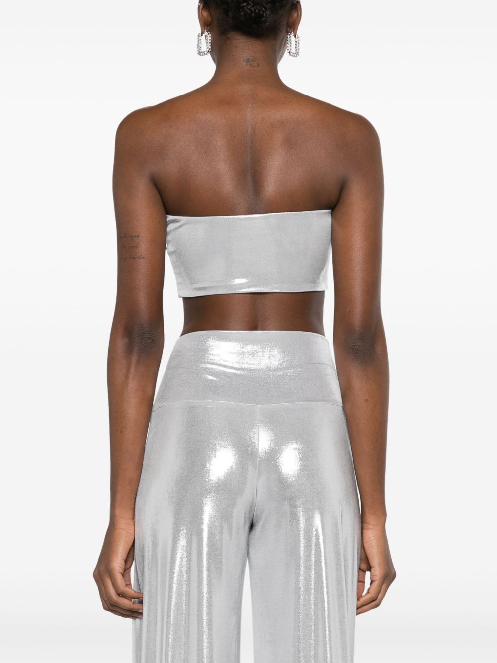 Norma Kamali Top Silver Polyester Elastane