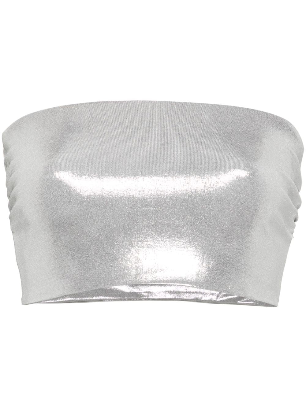 Norma Kamali Top Silver Polyester Elastane