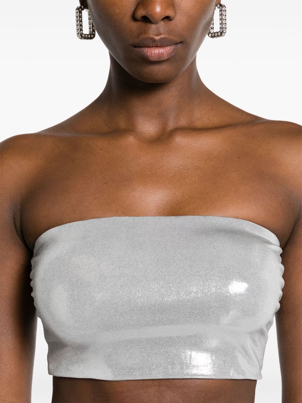 Norma Kamali Top Silver Polyester Elastane