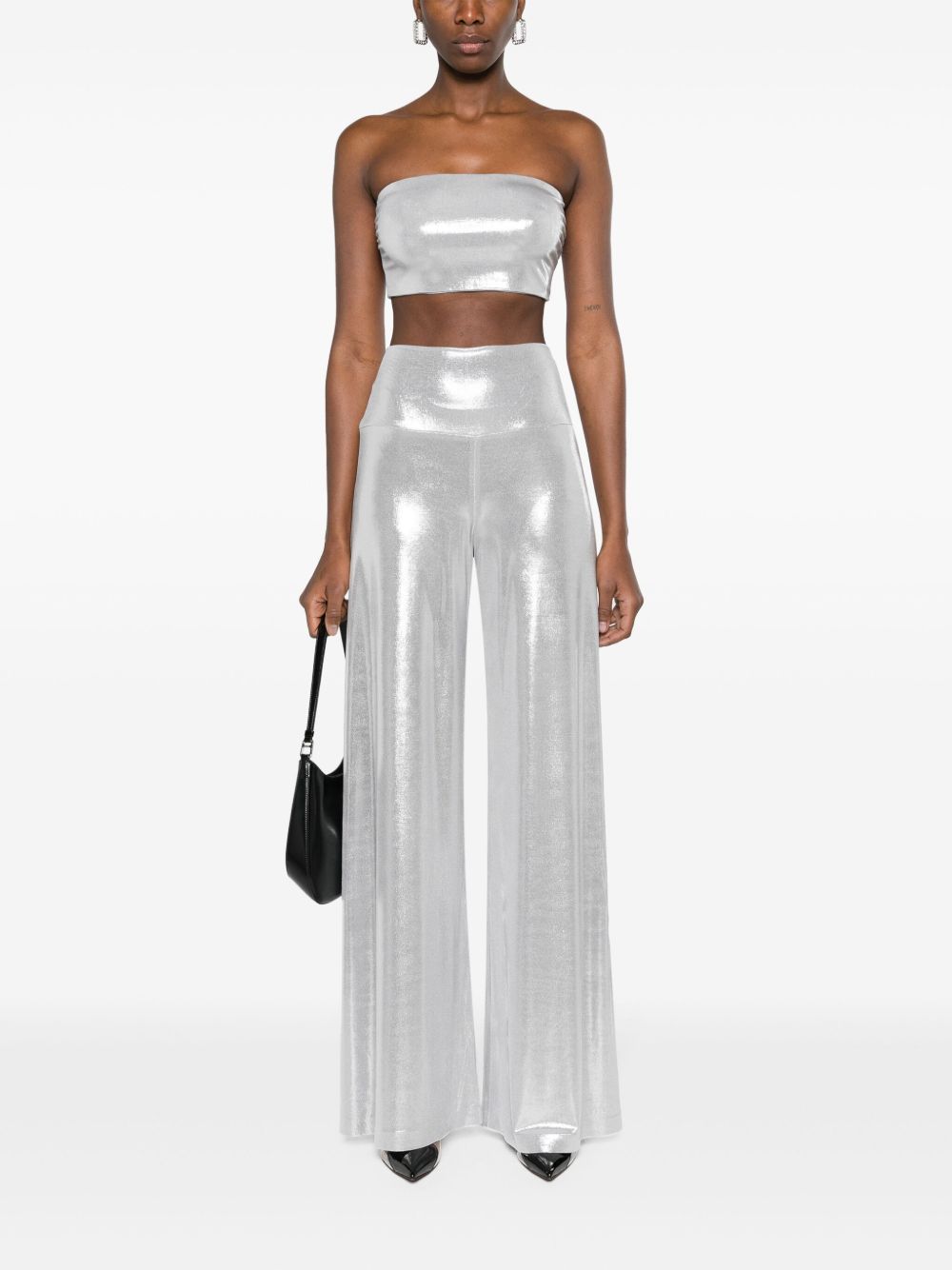 Norma Kamali Top Silver Polyester Elastane