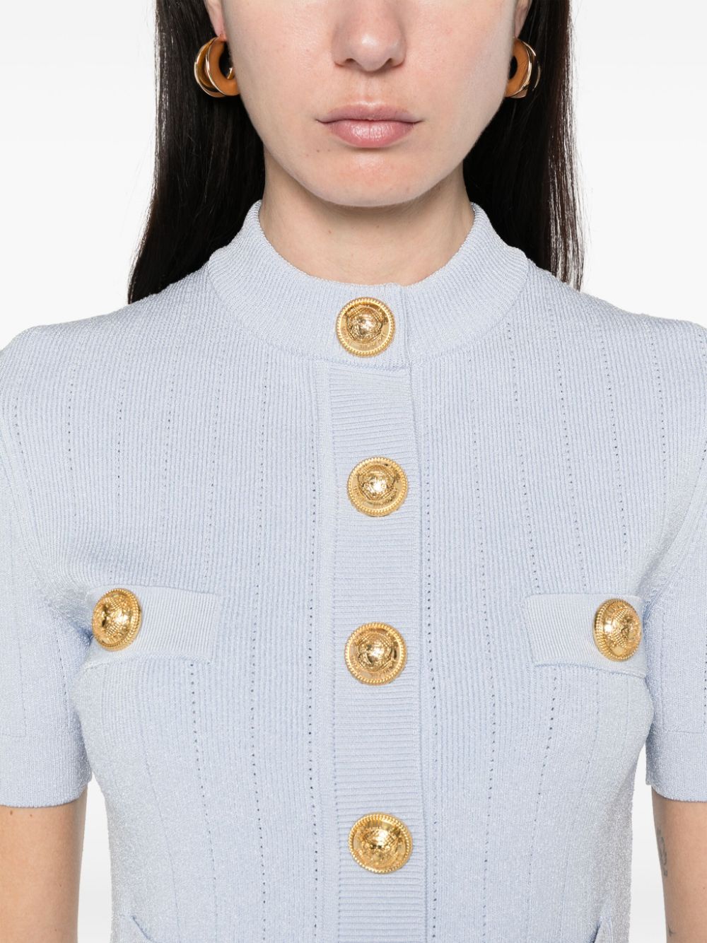 Balmain Sweaters Clear Blue Viscose