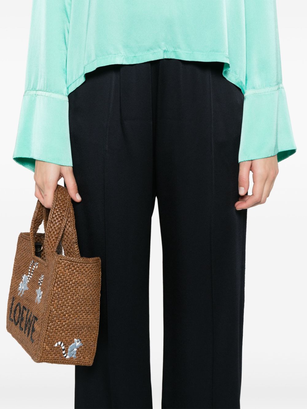 Forte Trousers Blue Acetate Viscose