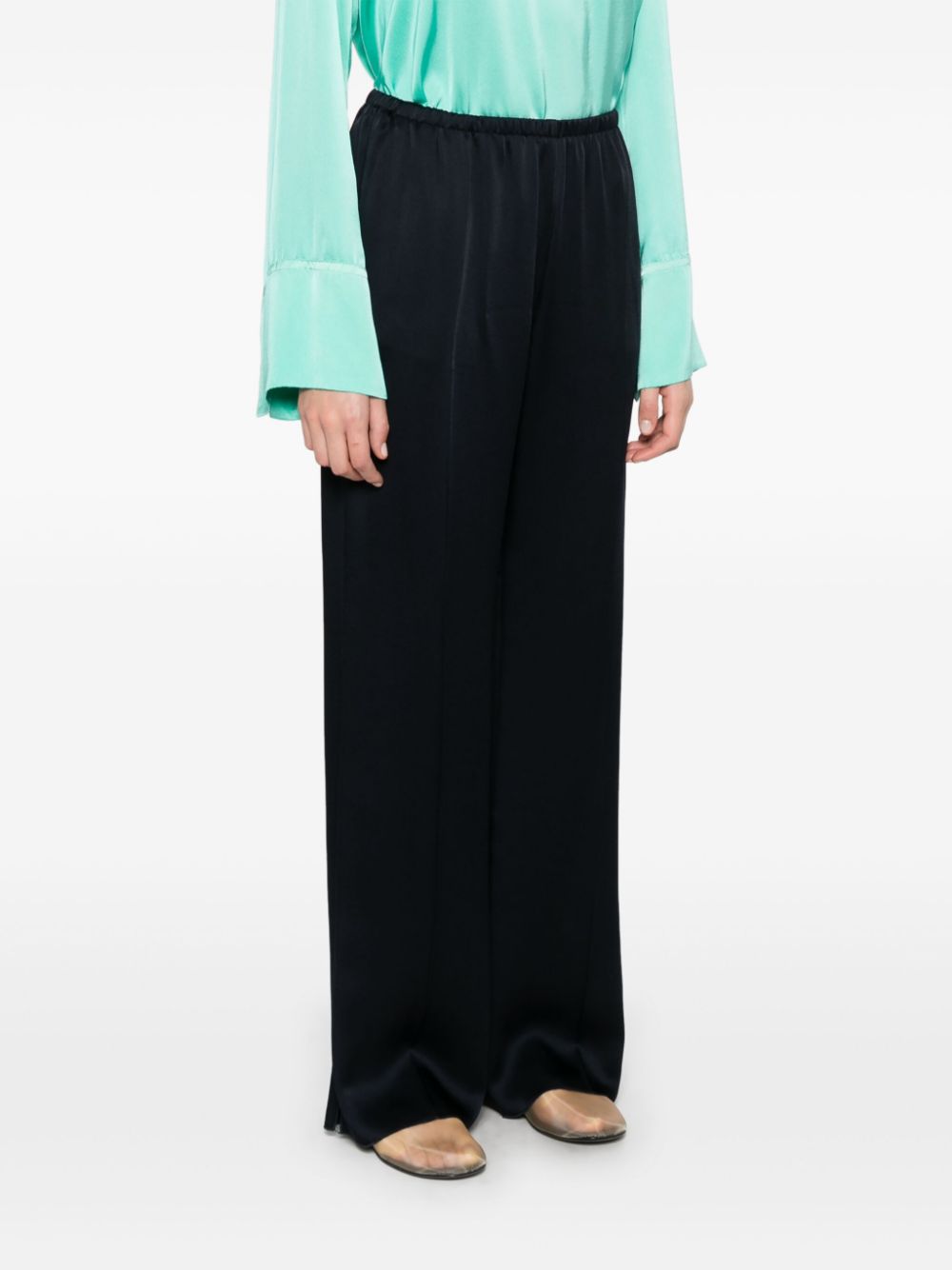 Forte Trousers Blue Acetate Viscose