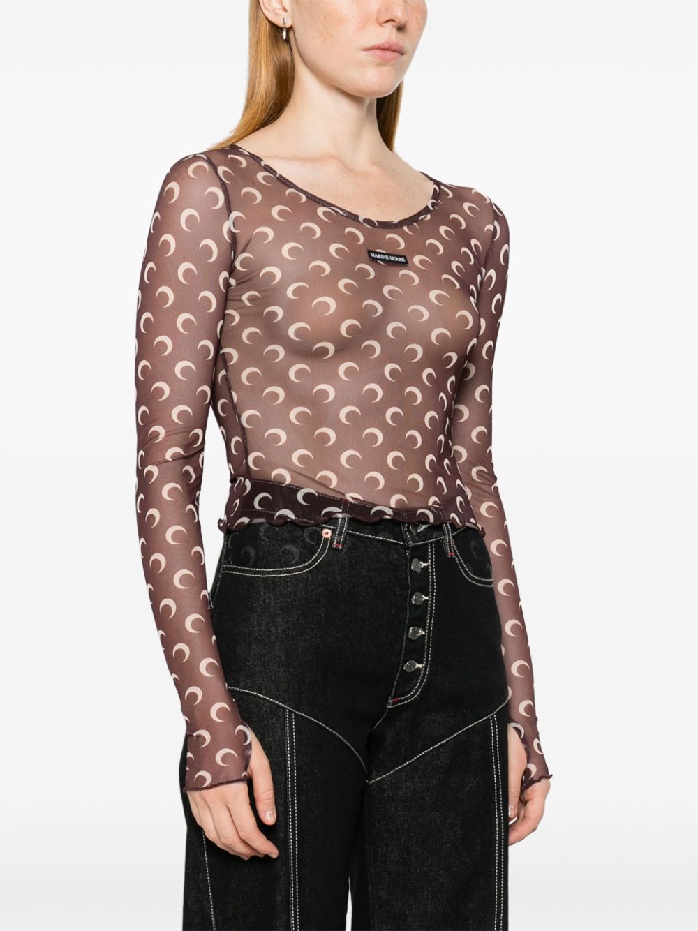 Marine Serre Top Brown Polyester
