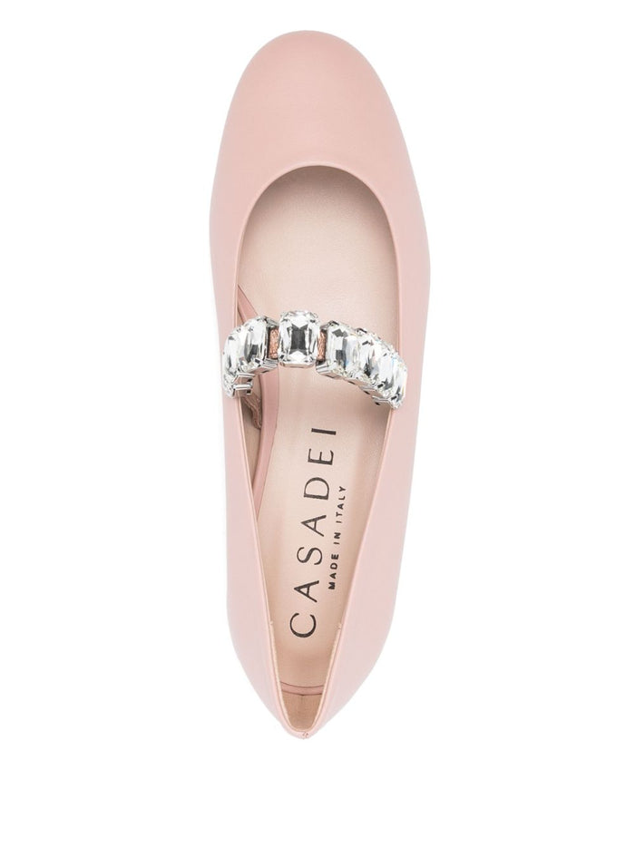Casadei Flat Shoes Pink Calf Leather