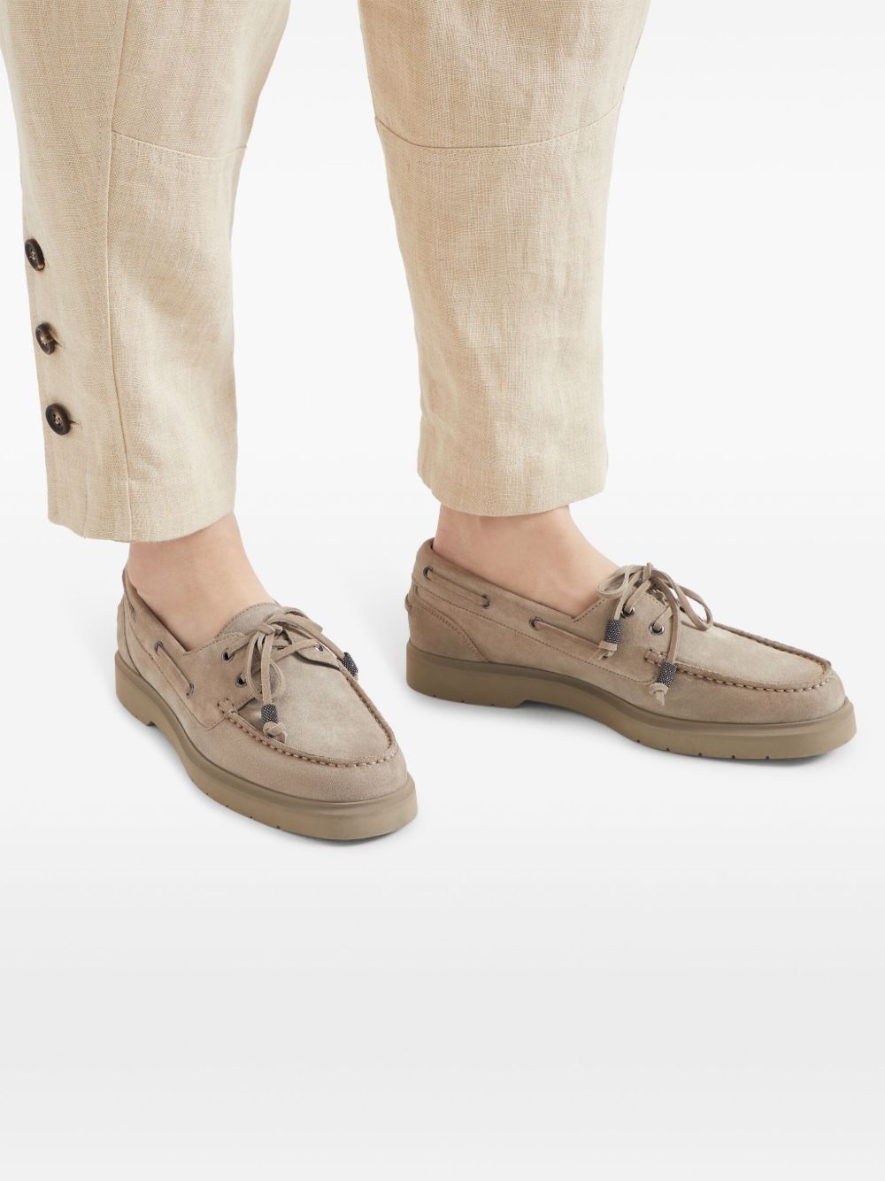 Brunello Cucinelli Flat Shoes Bianco Calf Leather