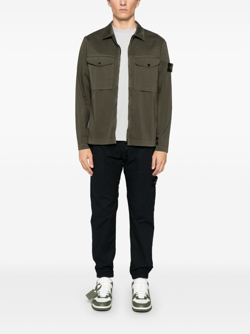 Stone Island Jackets Green Cotton Elastane