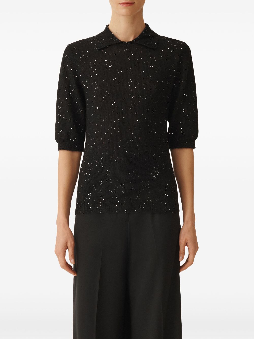 Fabiana Filippi T-Shirts And Polos Black Polyamide Mohair