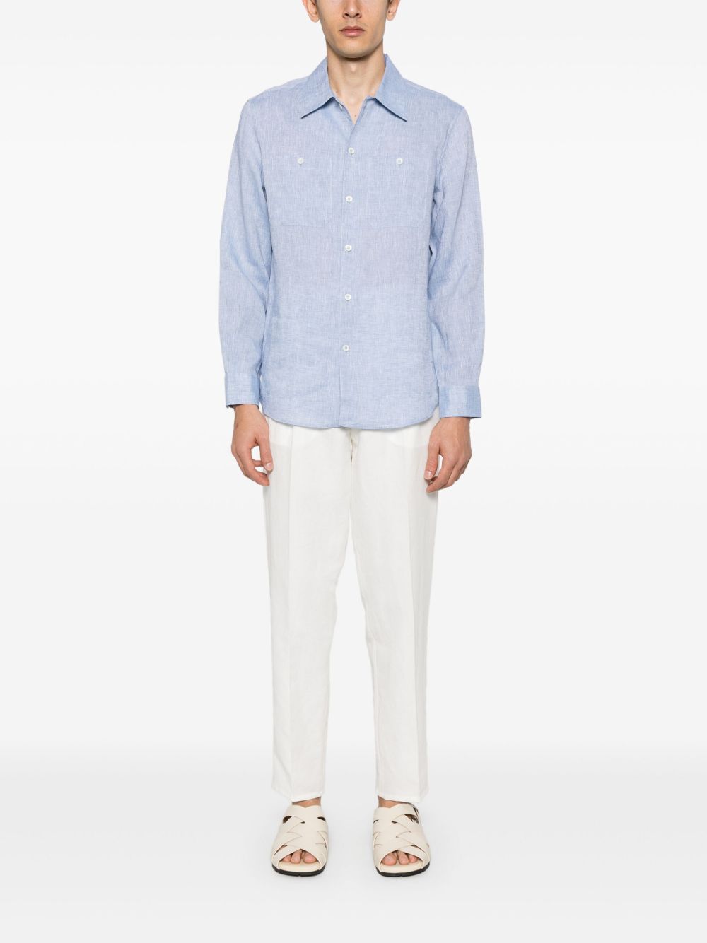 Brunello Cucinelli Shirts Azzurro Linen