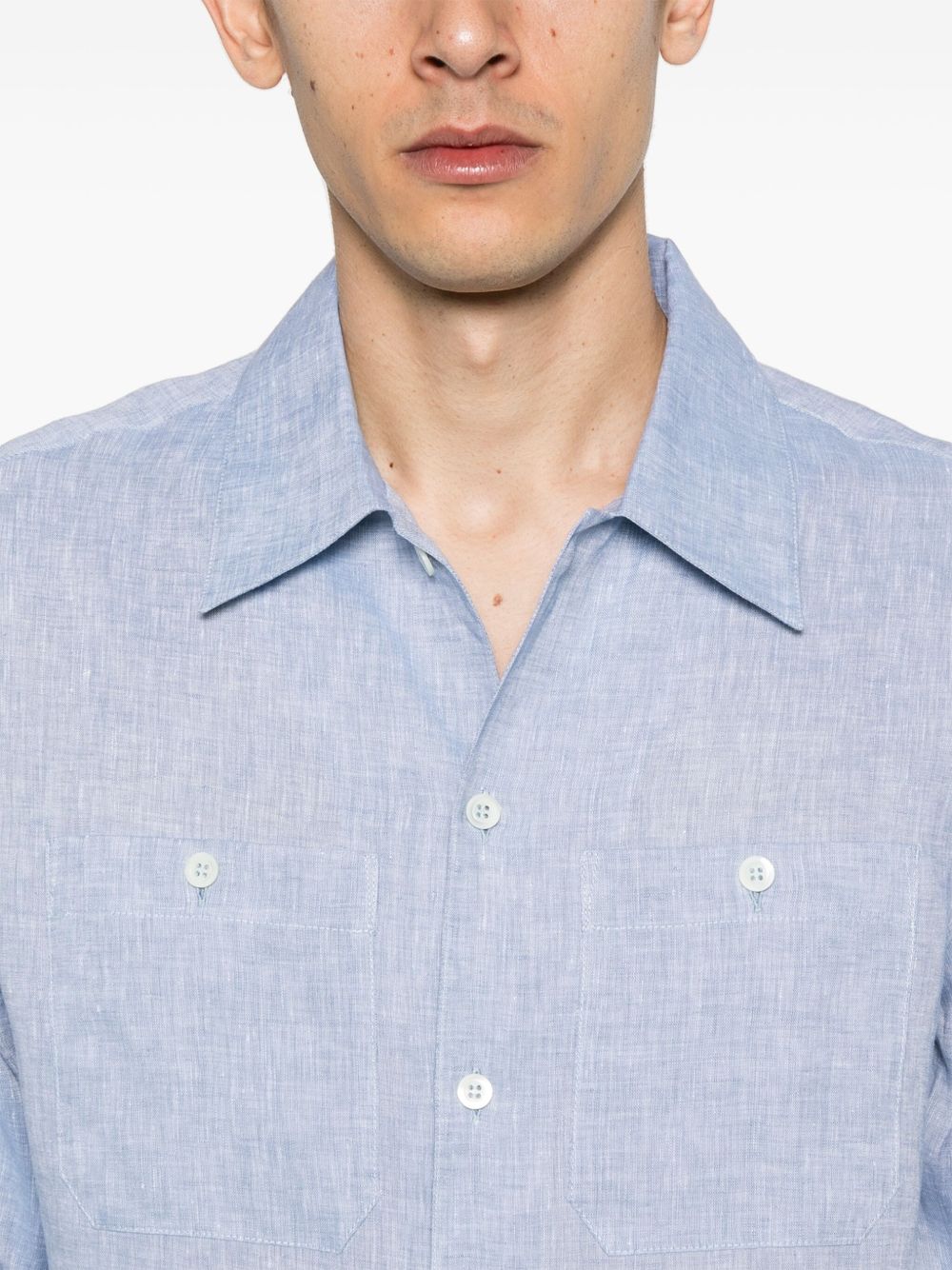 Brunello Cucinelli Shirts Azzurro Linen