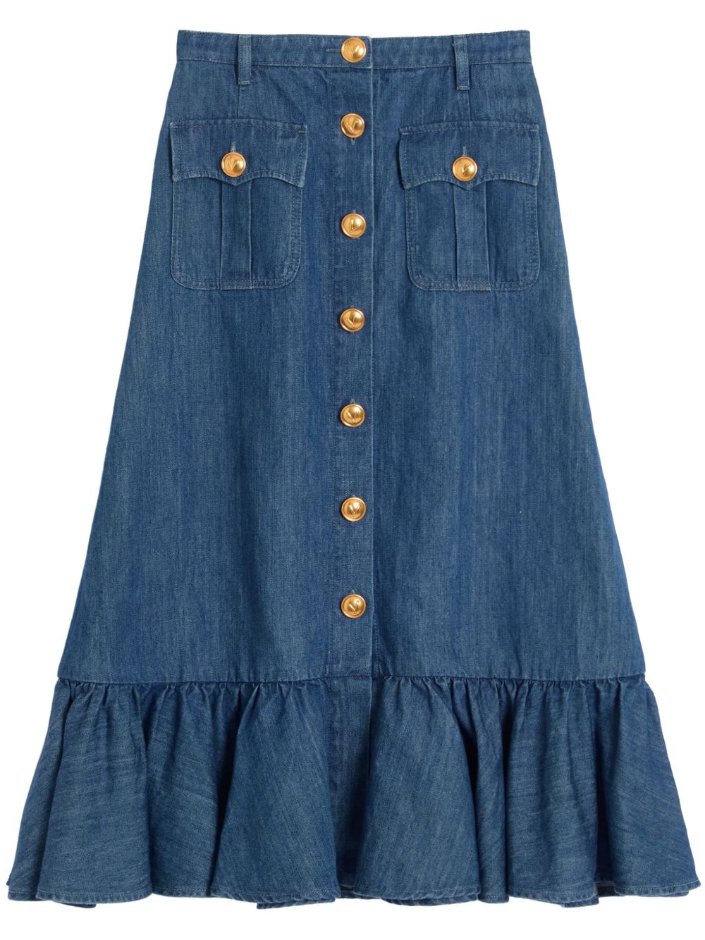 Valentino Skirts Blue Cotton Linen