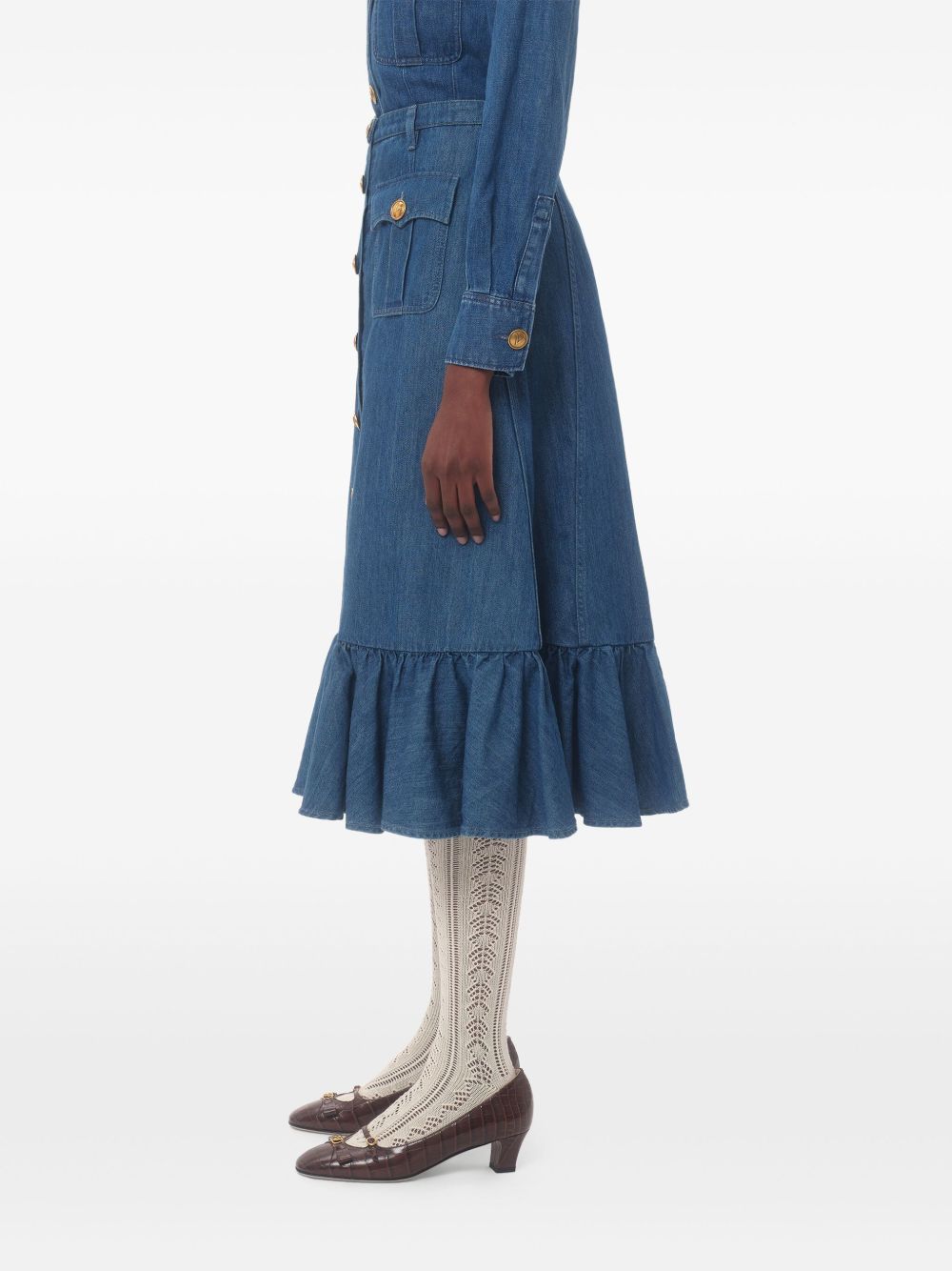 Valentino Skirts Blue Cotton Linen