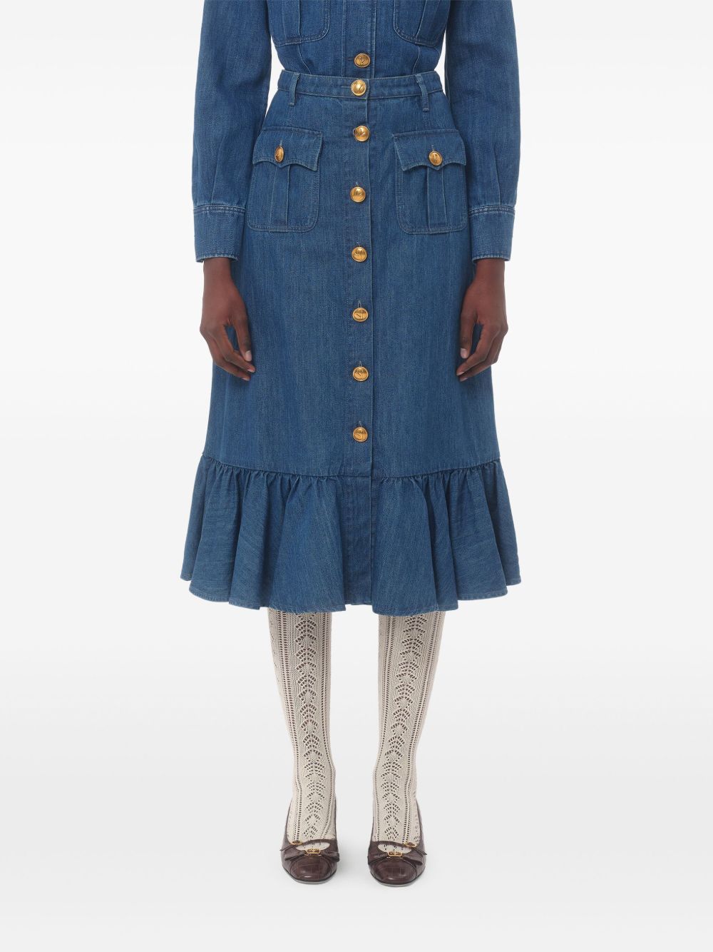 Valentino Skirts Blue Cotton Linen