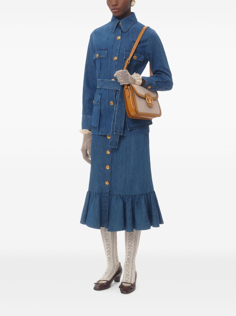 Valentino Skirts Blue Cotton Linen