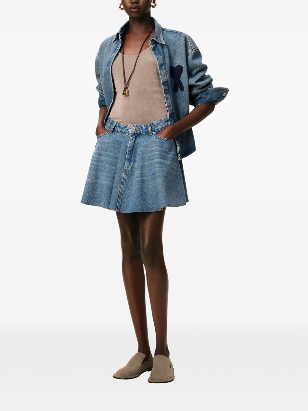 Ami Paris Skirts Clear Blue Cotton