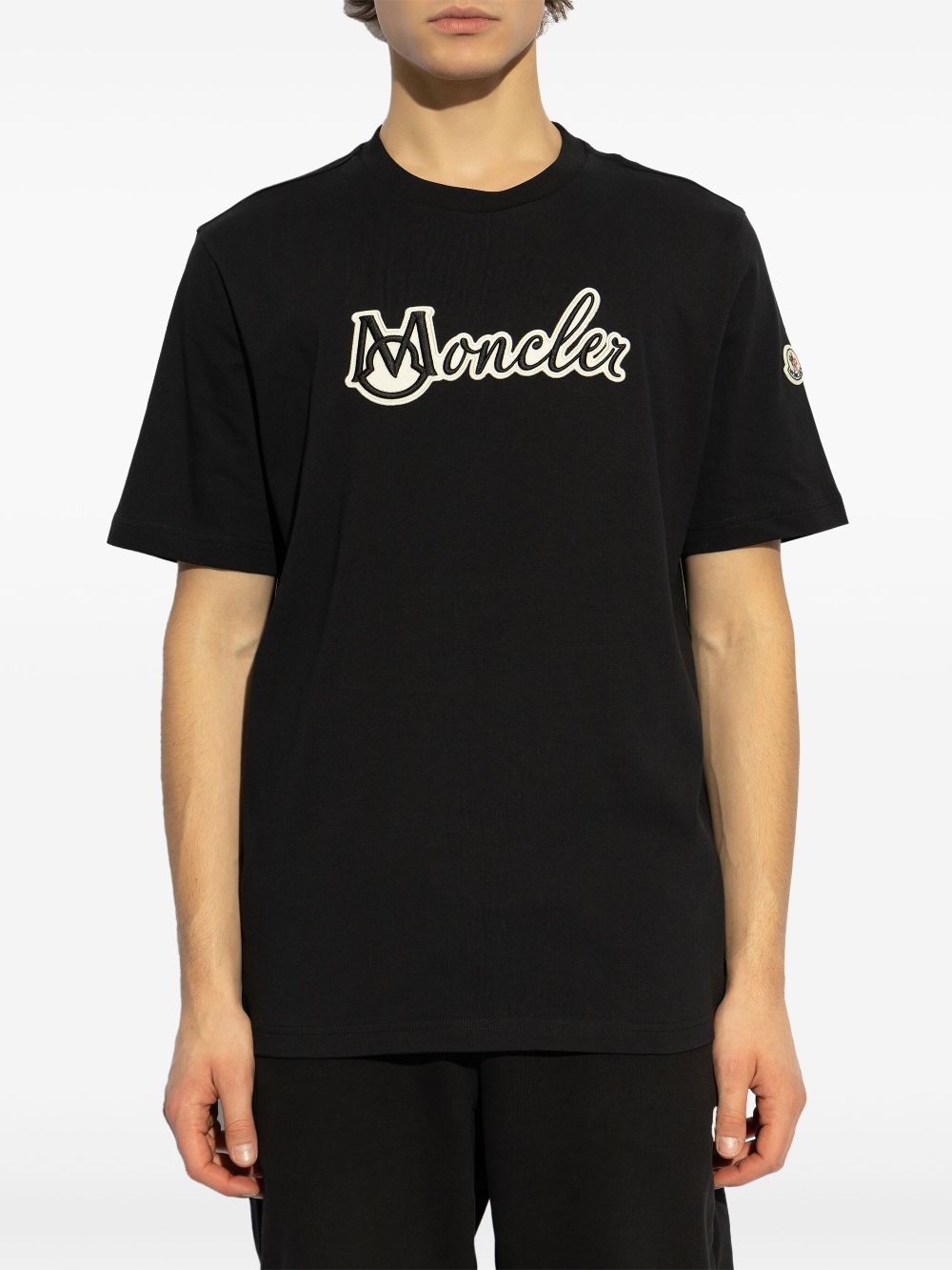 Moncler T-Shirts And Polos Black Cotton