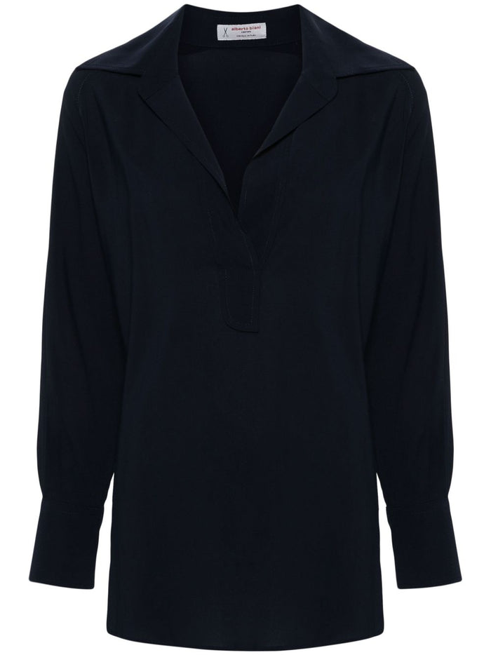 Alberto Biani Shirts Blue Viscose Elastane