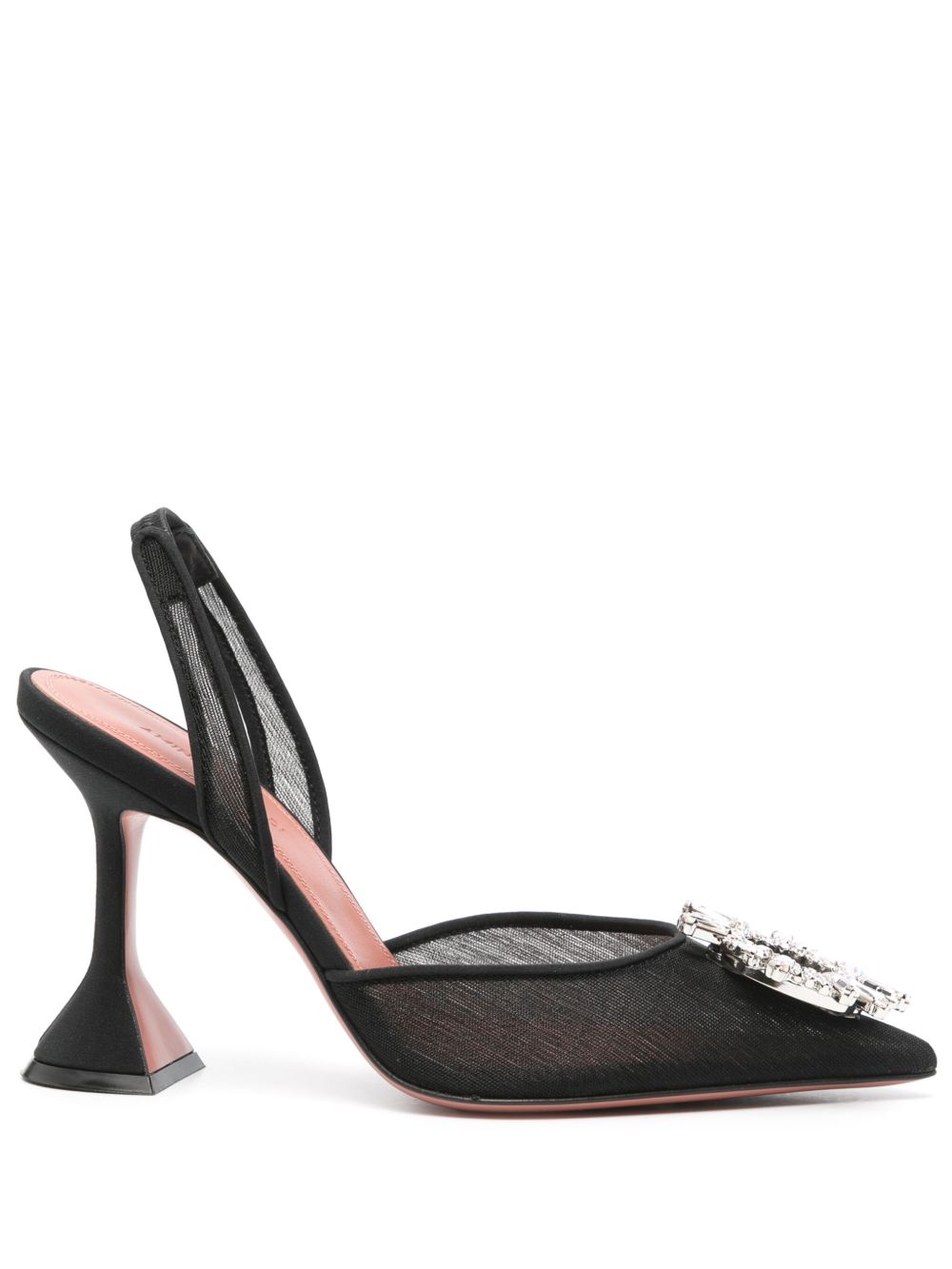 Amina Muaddi With Heel Black Exterior: Polyester