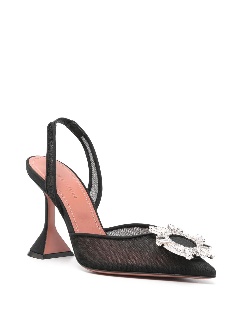 Amina Muaddi With Heel Black Exterior: Polyester