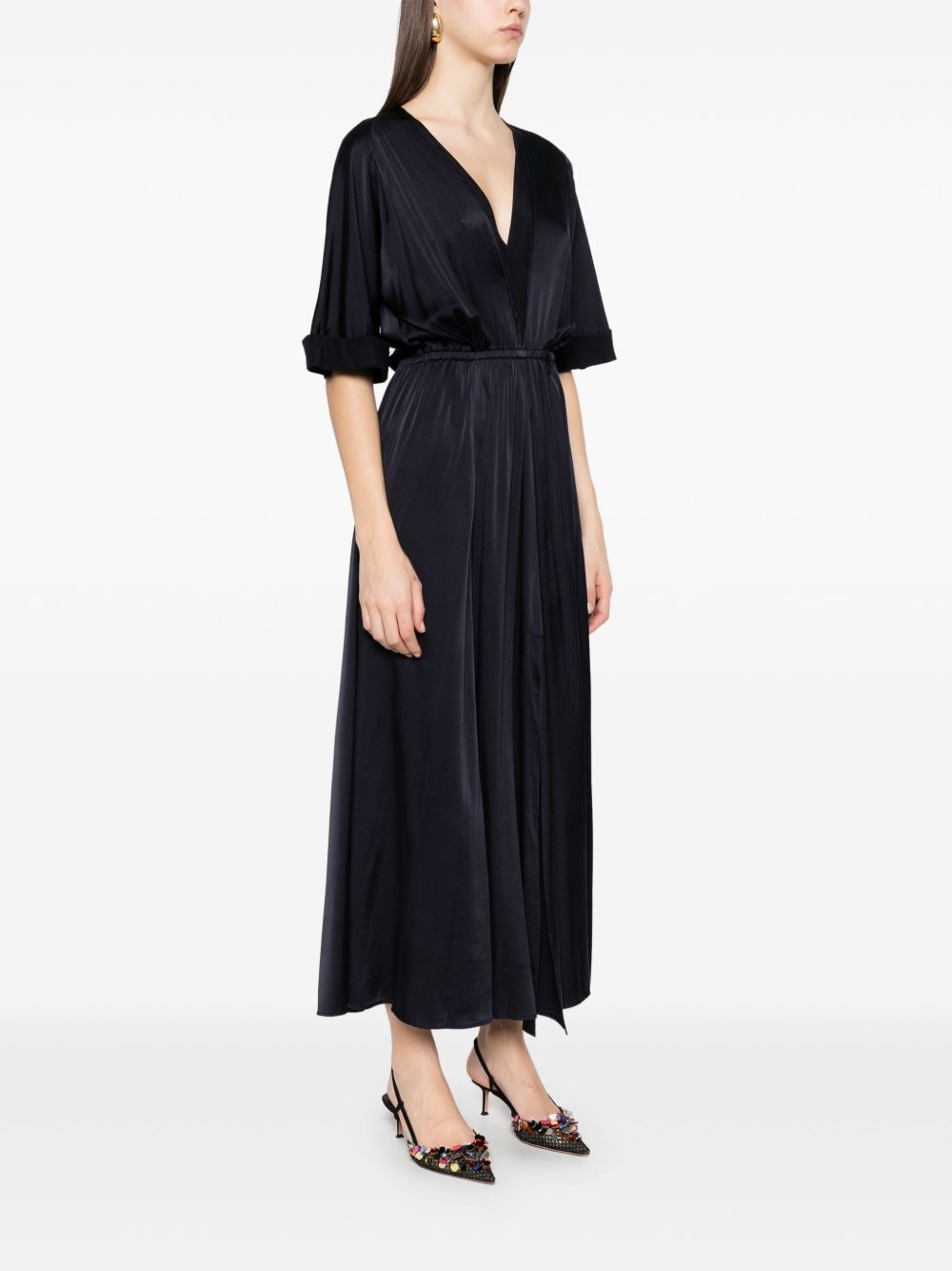 Forte Dresses Blue Silk Elastane