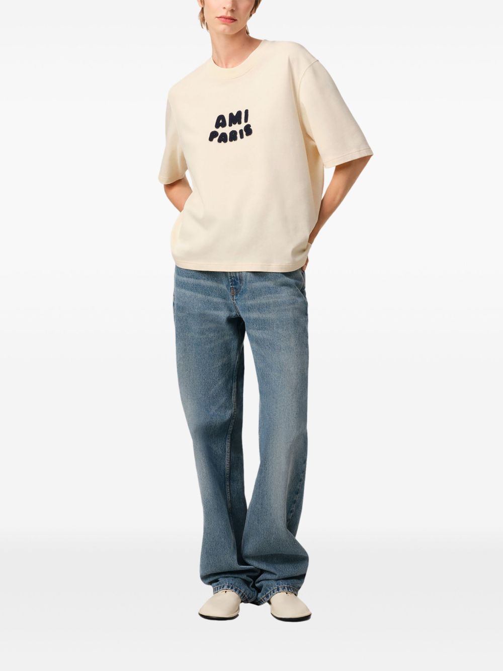 Ami Paris T-Shirts And Polos Beige Cotton