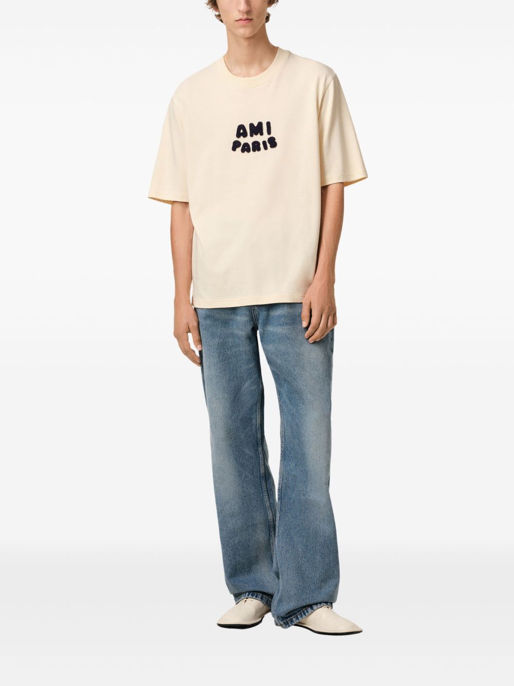 Ami Paris T-Shirts And Polos Beige Cotton