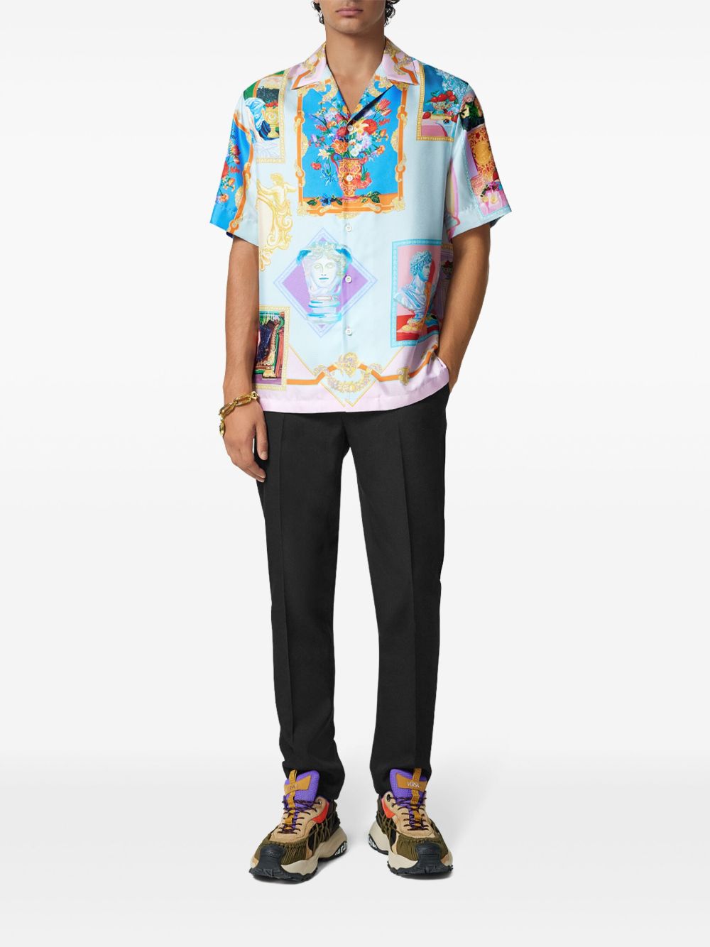 Versace Shirts Clear Blue Silk