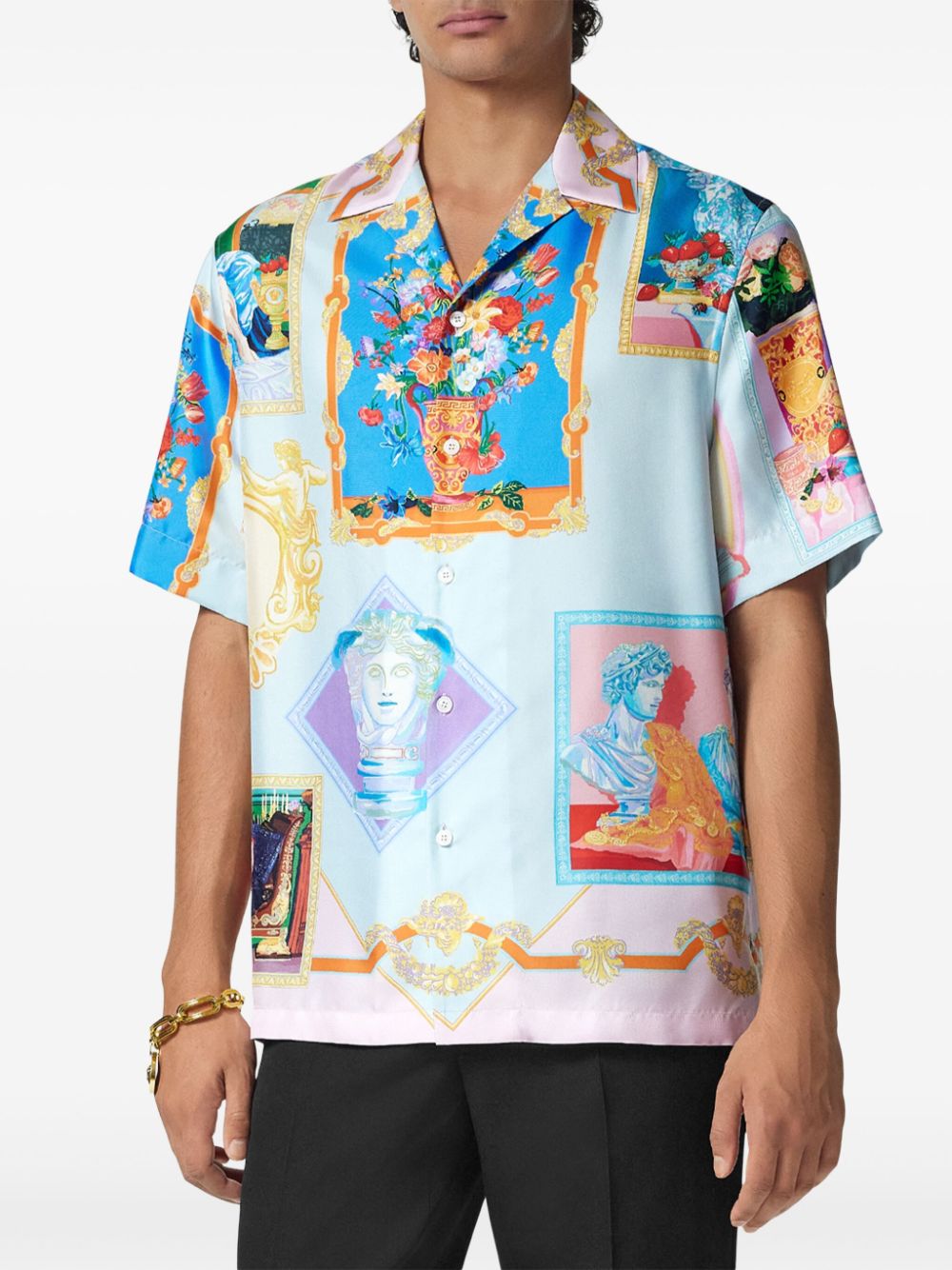 Versace Shirts Clear Blue Silk