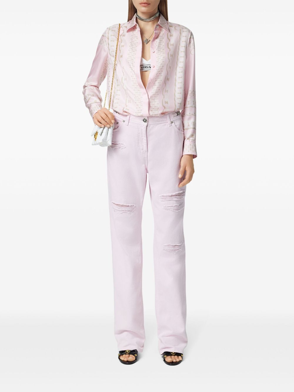 Versace Shirts Pink Mother Of Pearl
