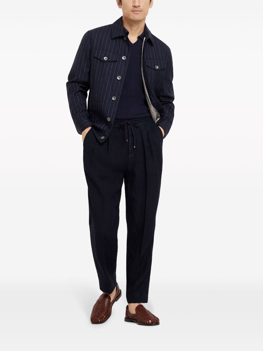 Brunello Cucinelli Trousers Blu Linen