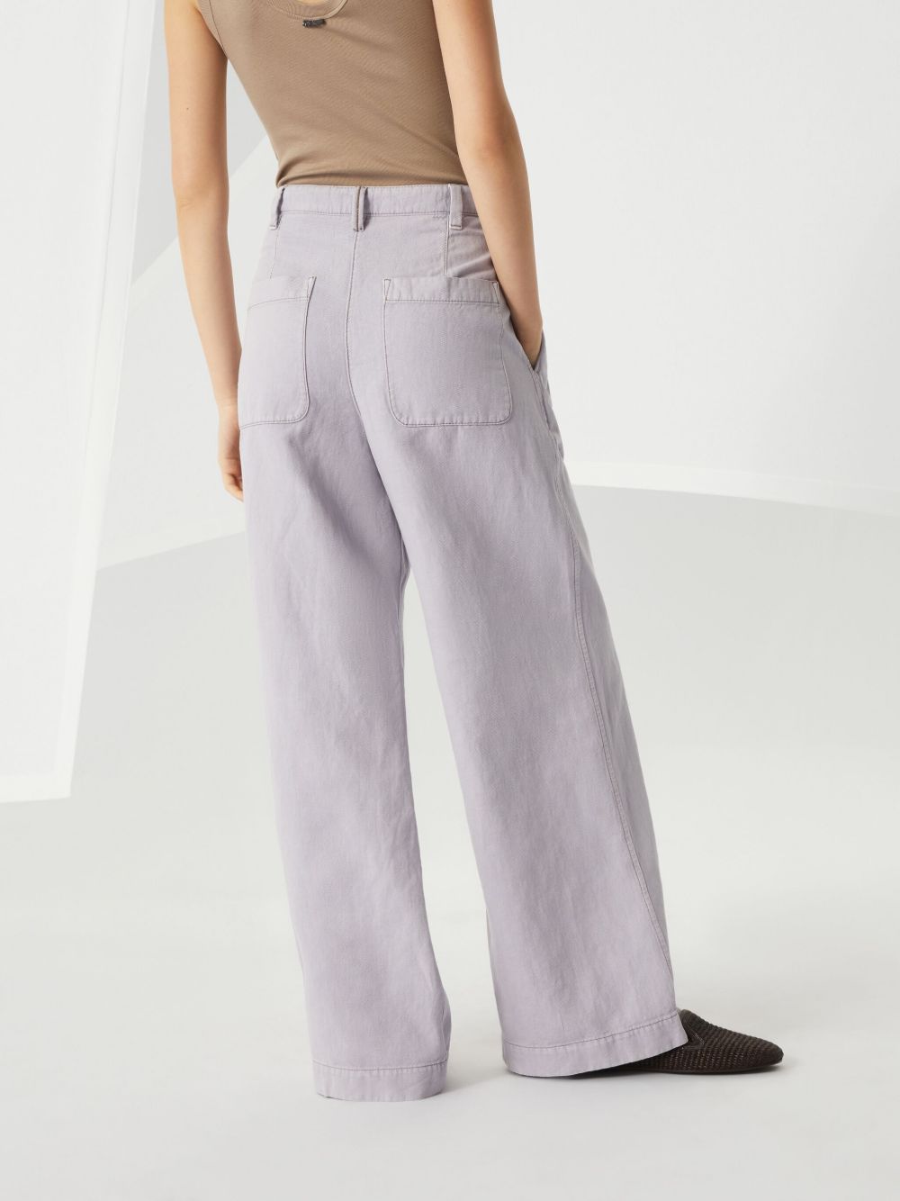 Brunello Cucinelli Trousers Lilla Cotton Linen