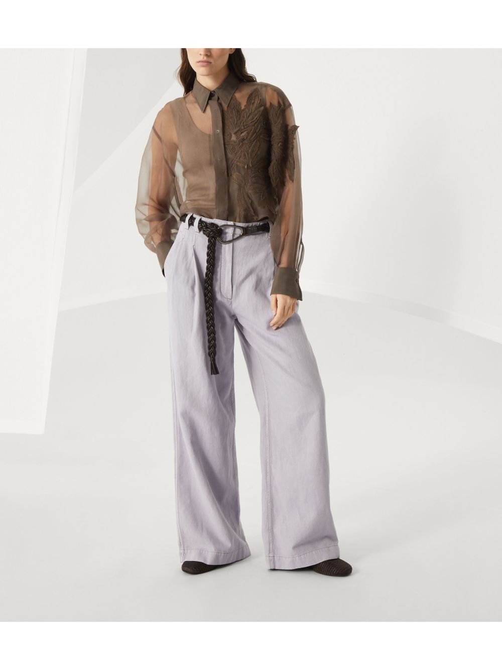 Brunello Cucinelli Trousers Lilla Cotton Linen