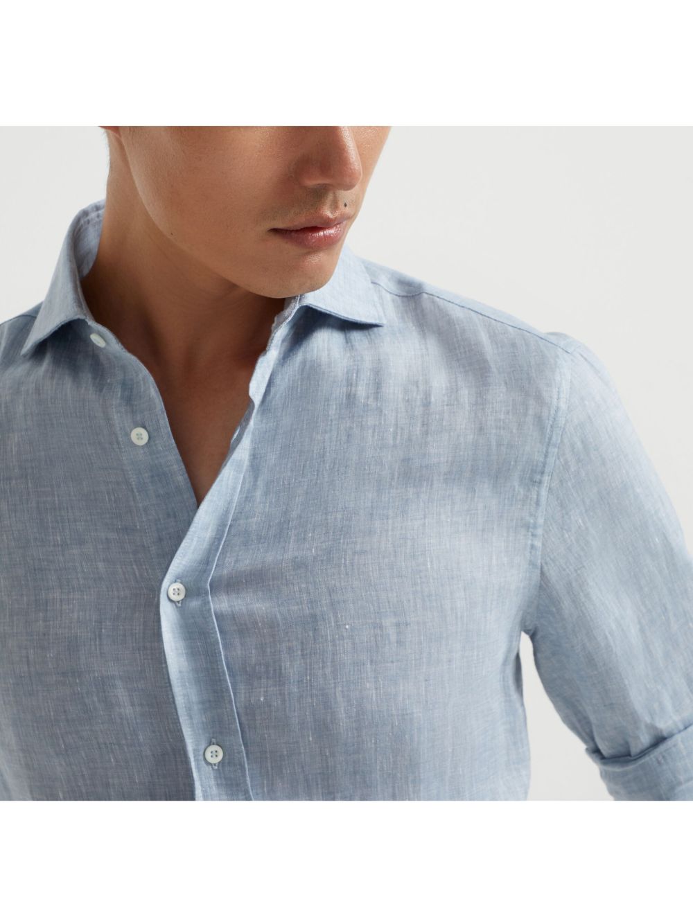 Brunello Cucinelli Shirts Azzurro Linen