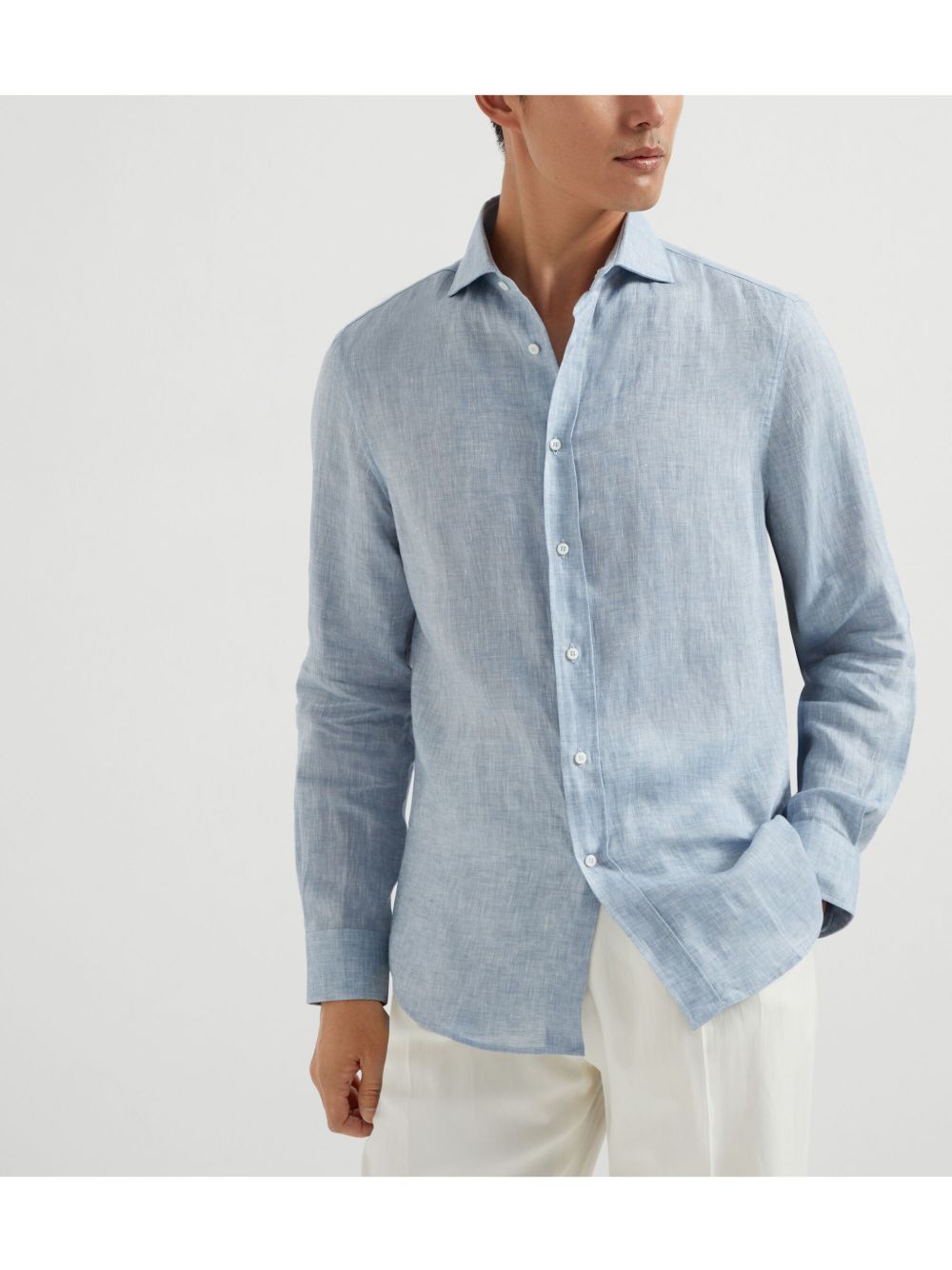 Brunello Cucinelli Shirts Azzurro Linen