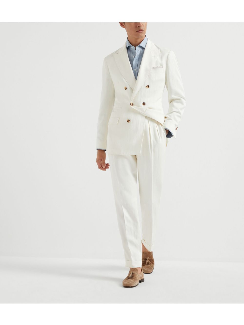 Brunello Cucinelli Shirts Azzurro Linen