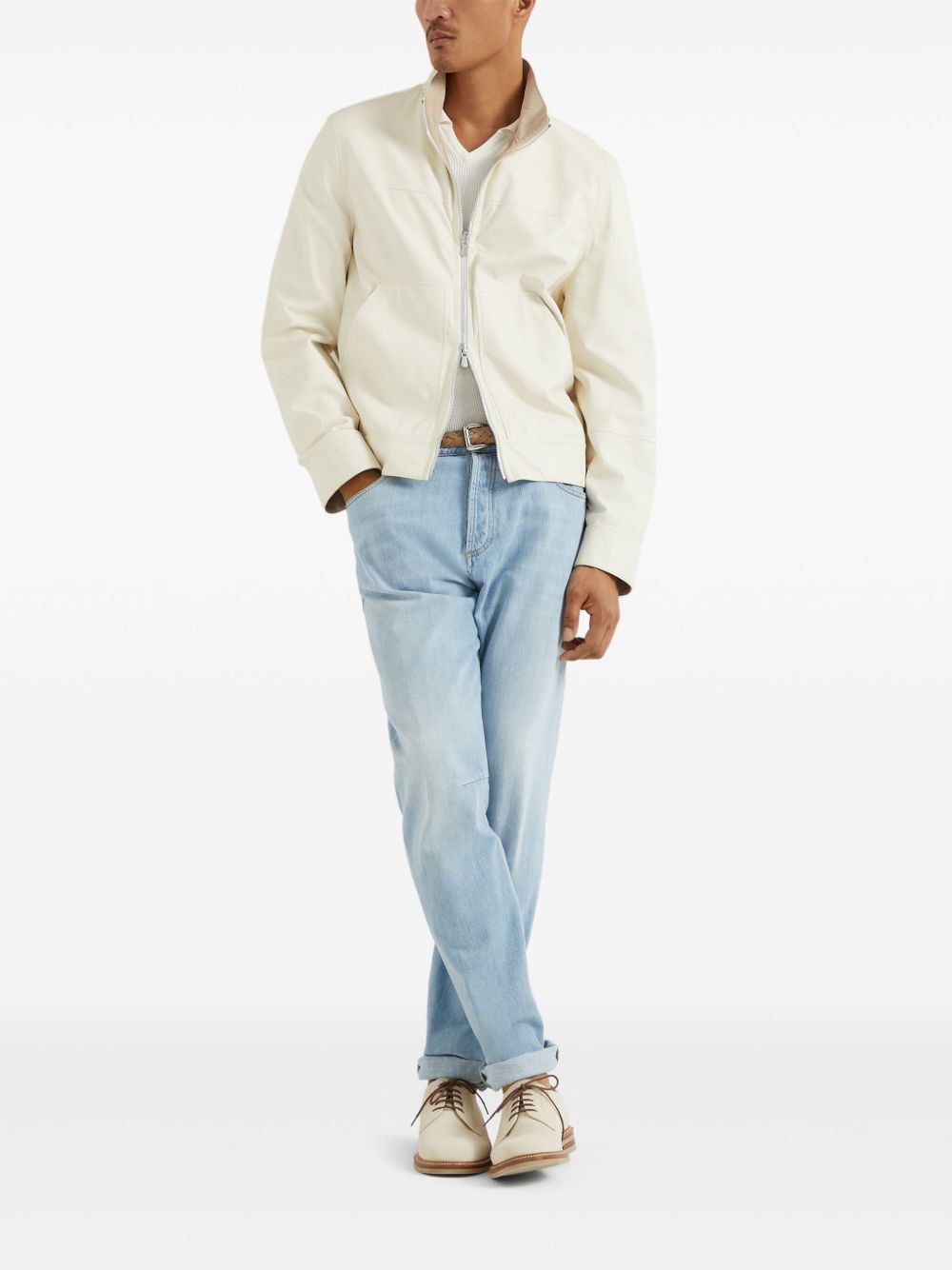 Brunello Cucinelli Jackets Panna Leather