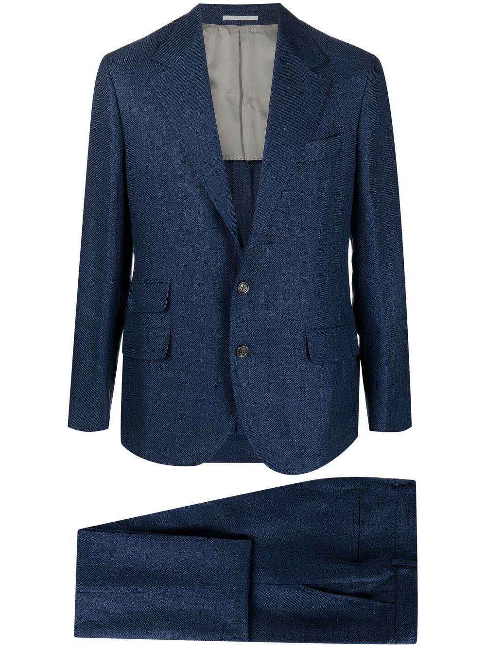 Brunello Cucinelli Suit Blu Linen Wool Silk