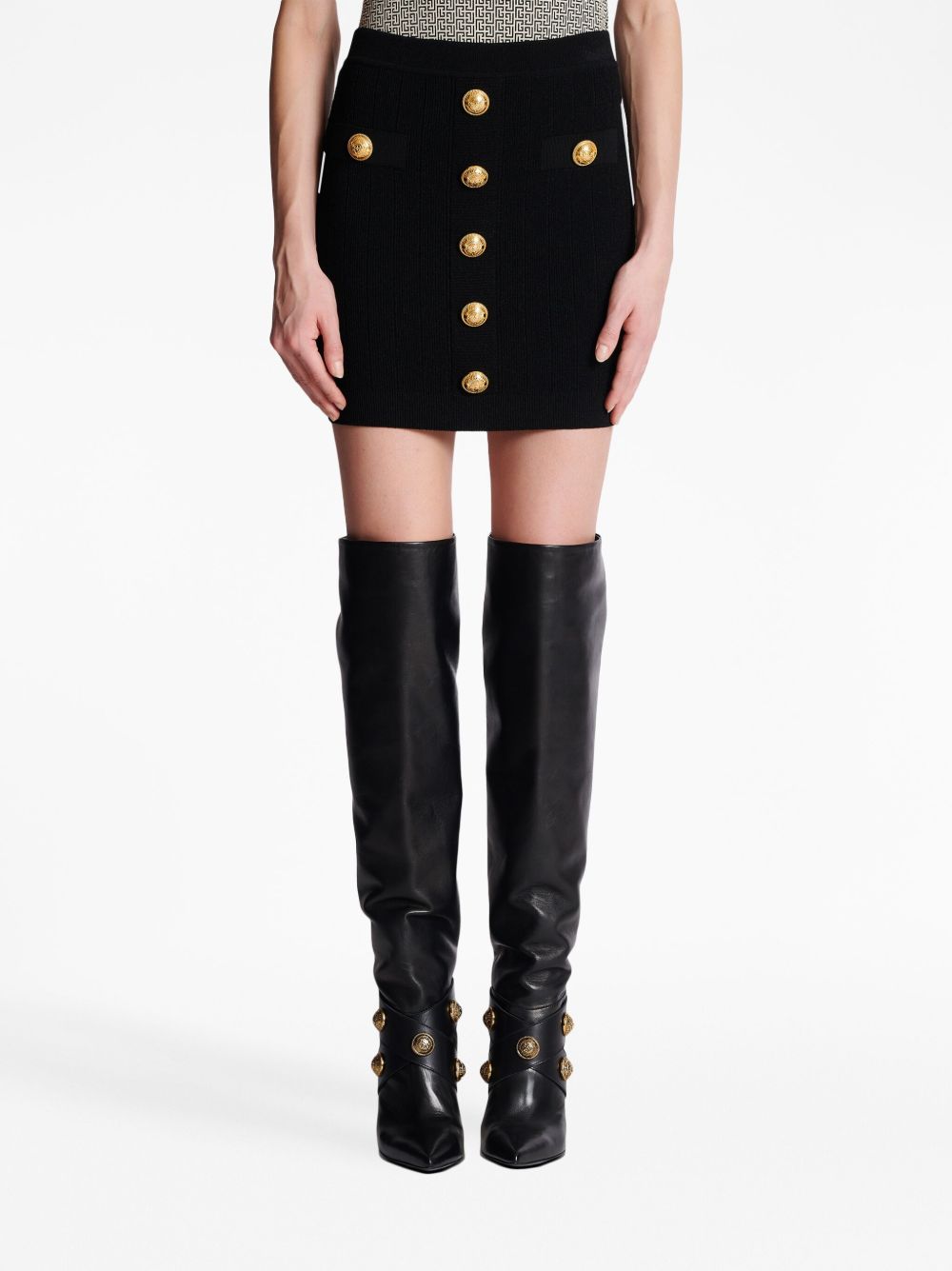 Balmain Skirts Black Viscose Polyester