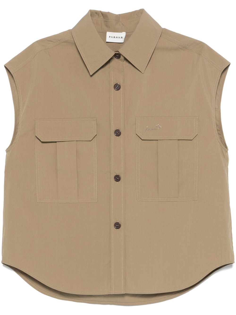 Parosh Shirts Kaki Polyamide Cotton