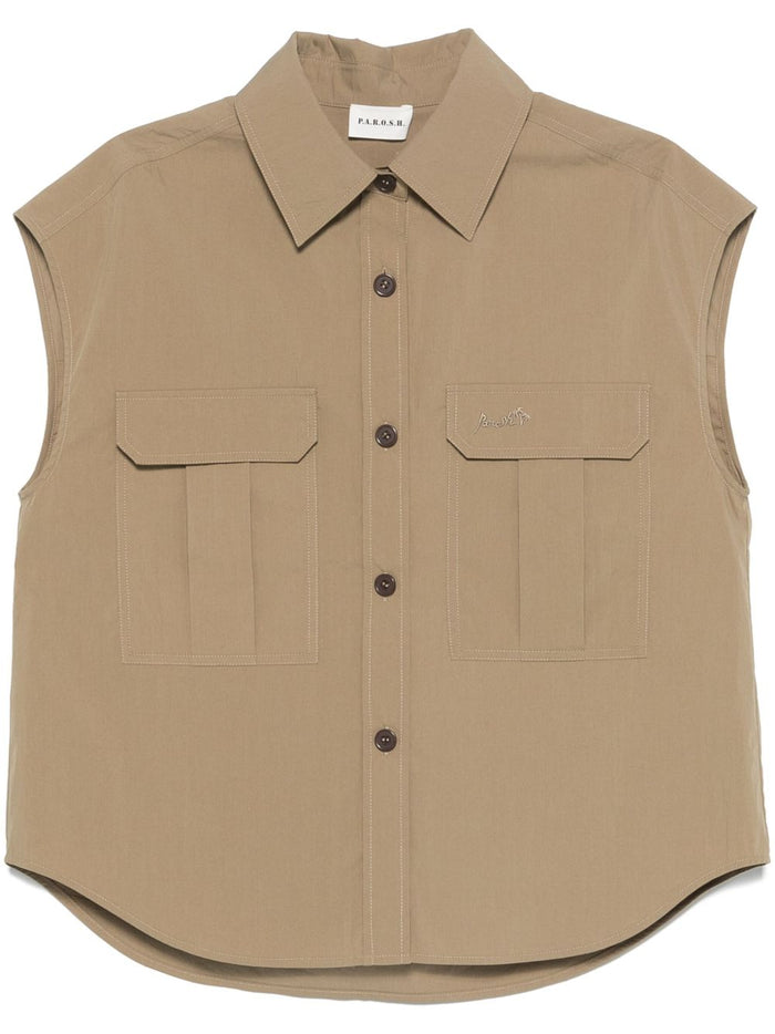 Parosh Shirts Kaki Polyamide Cotton