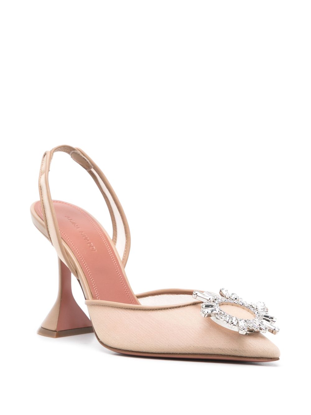 Amina Muaddi With Heel Beige Calf Leather
