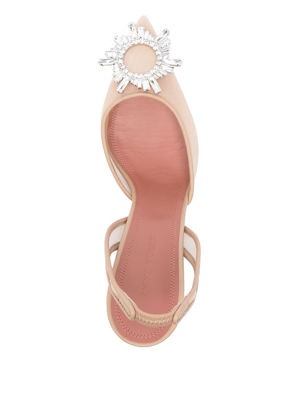 Amina Muaddi With Heel Beige Calf Leather