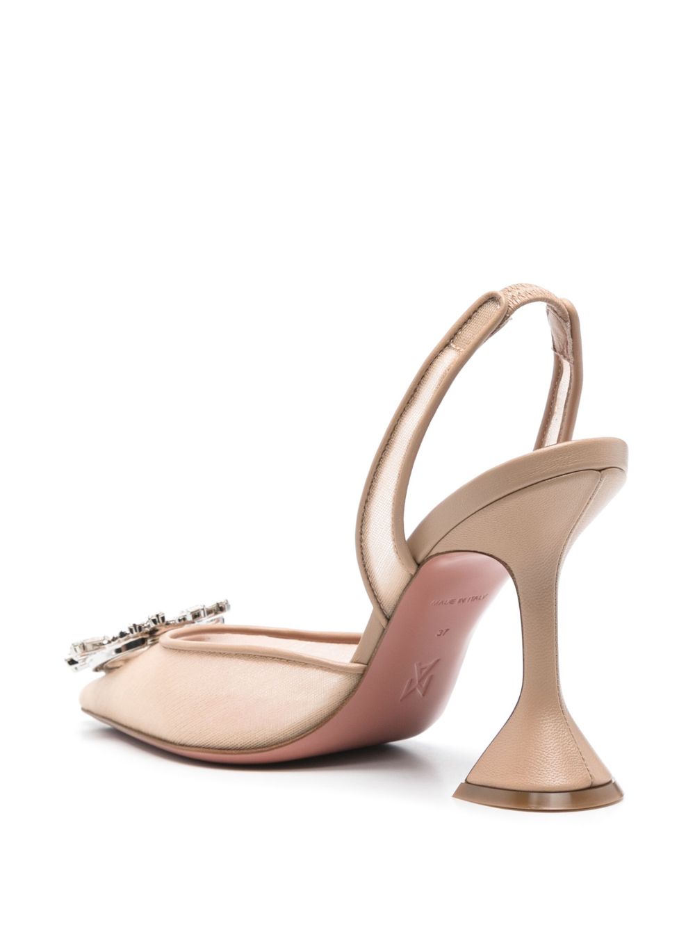 Amina Muaddi With Heel Beige Calf Leather