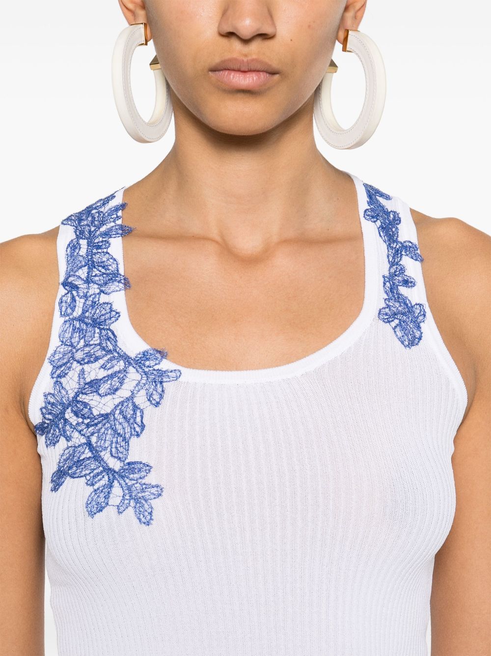 Ermanno Firenze Top White Polyester Polyamide