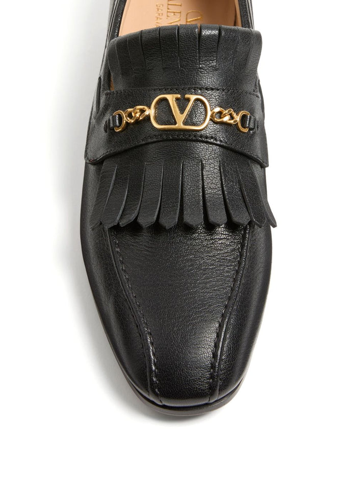 Valentino Garavani Flat Shoes Black Calf Leather