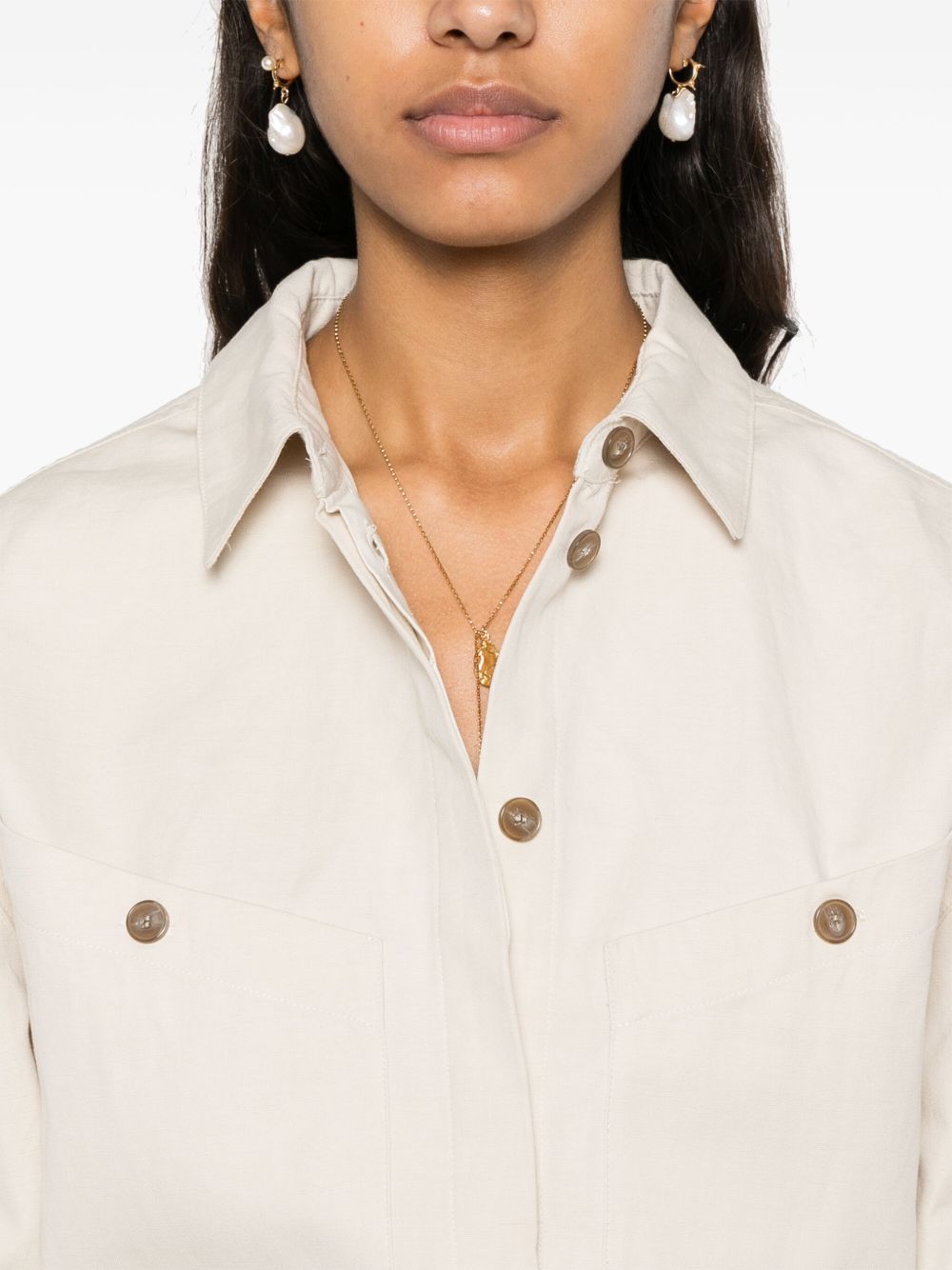 Iro Shirts Beige Cotton Linen