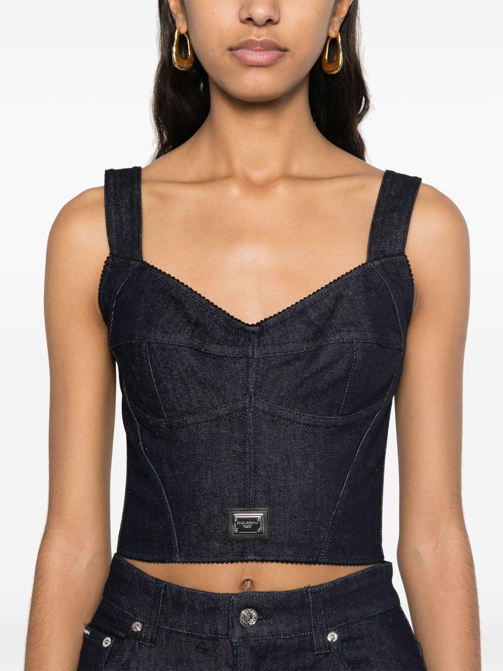 Dolce & Gabbana Top Black Cotton Polyamide Elastane